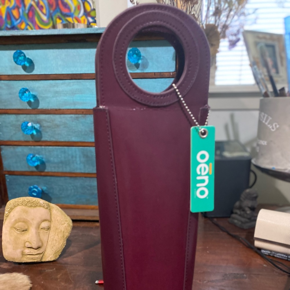 Burgundy leather wine caddy